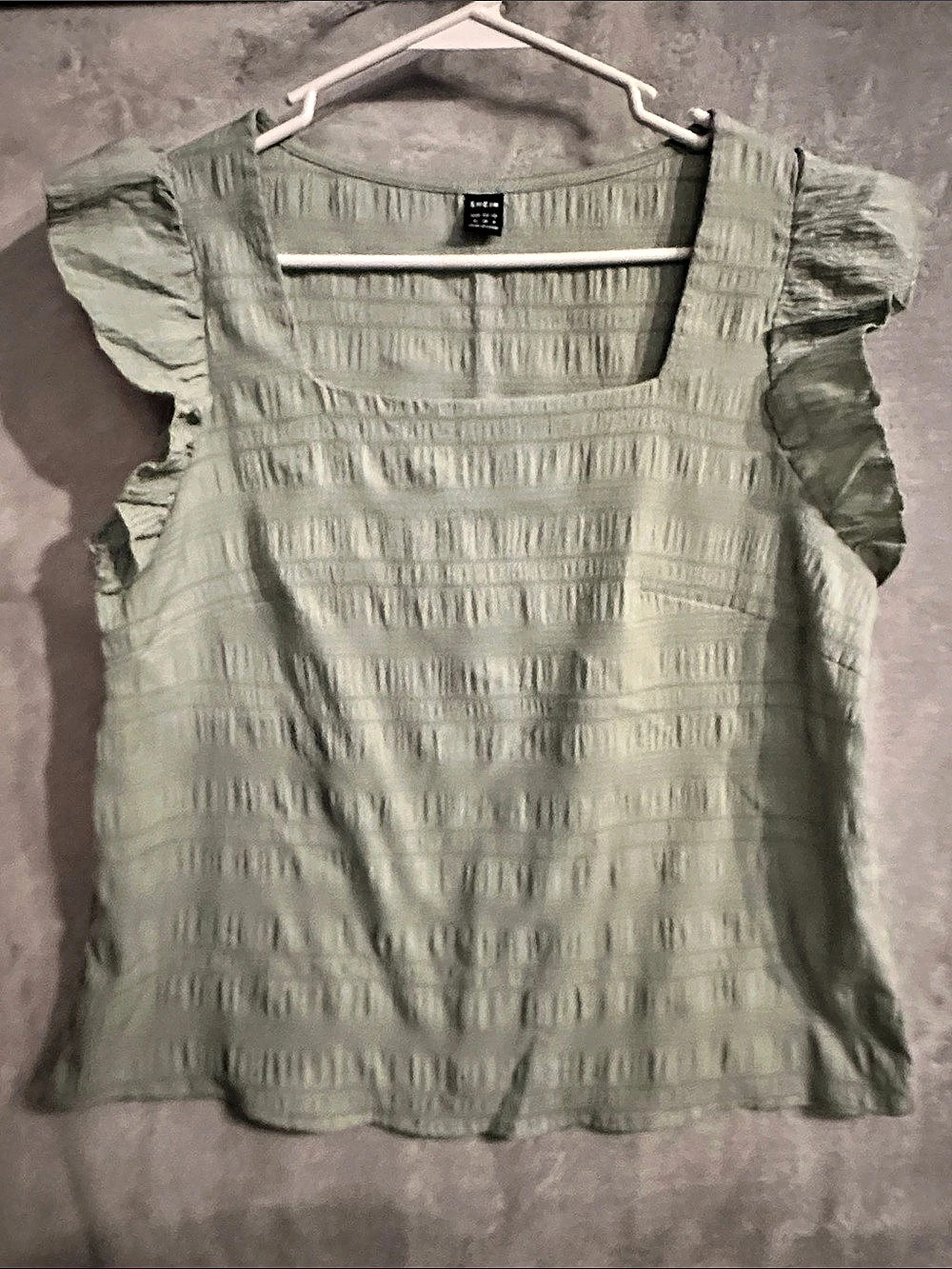 SHEIN Green Ruffle Sleeve Blouse